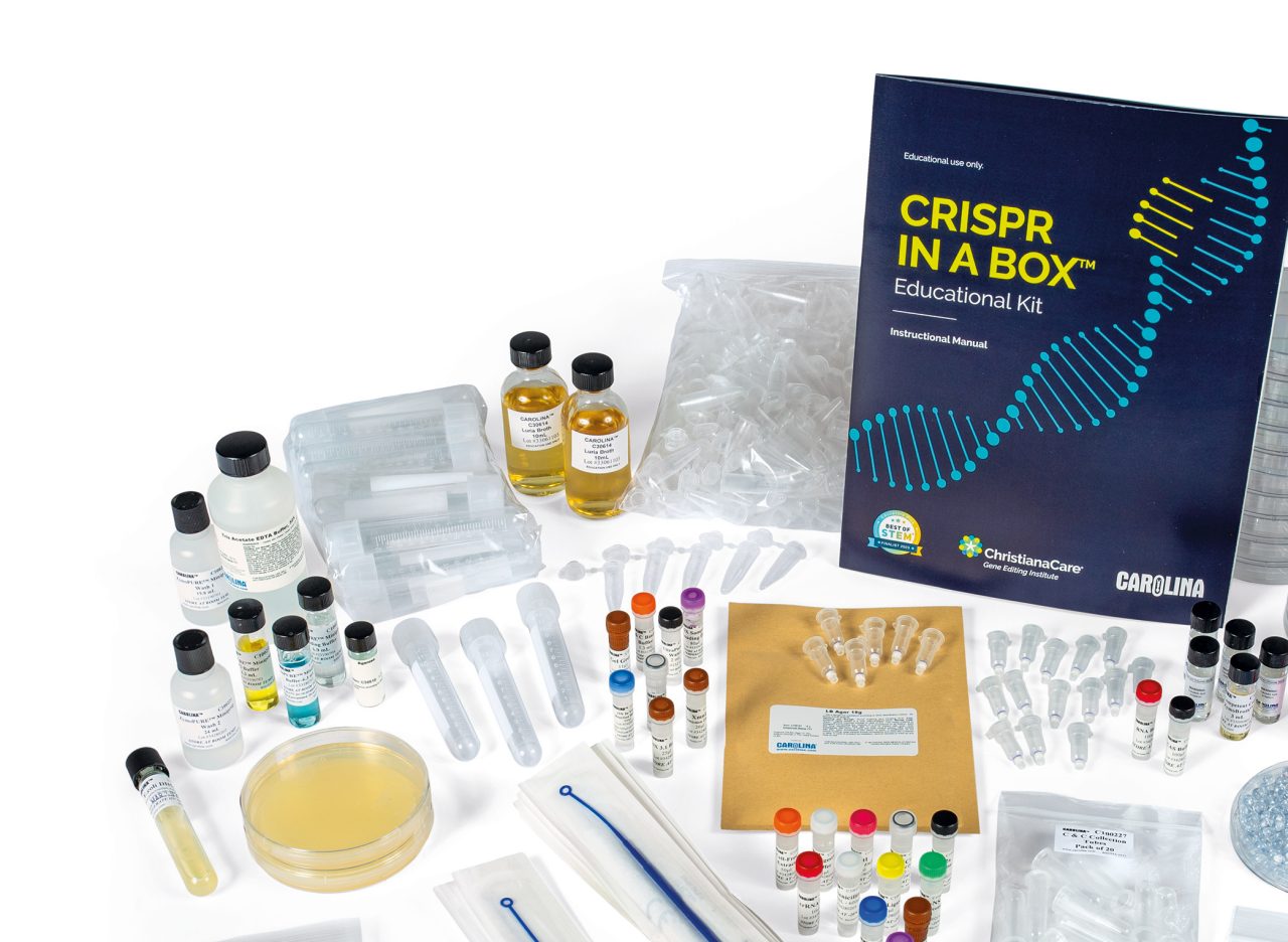 Reagents and manual for CRISPR in a Box educational toolkit.